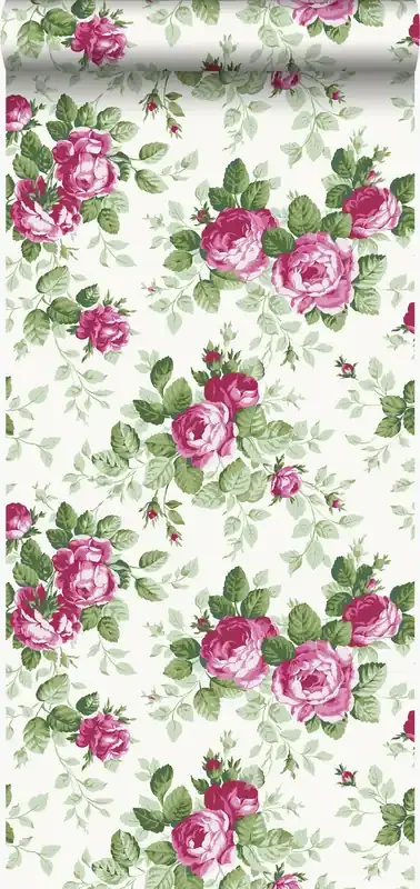 papel pintado rosas rosa de Origin Wallcoverings – 326138