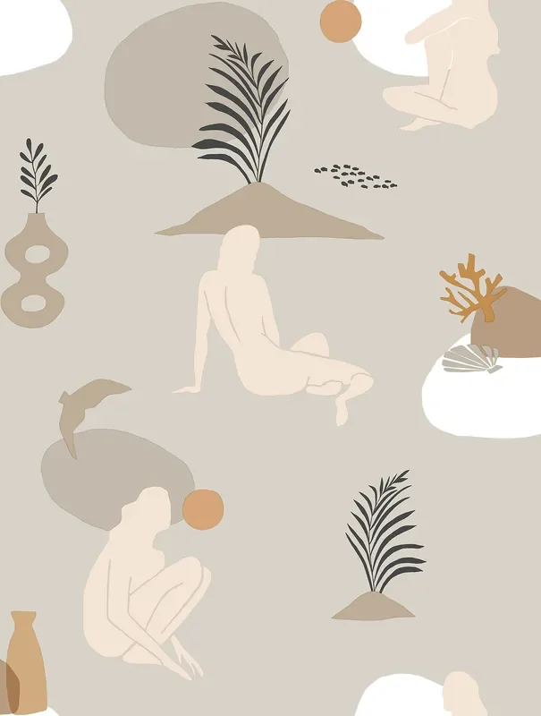 papel pintado siluetas humanas beige de Walls4You – 640352
