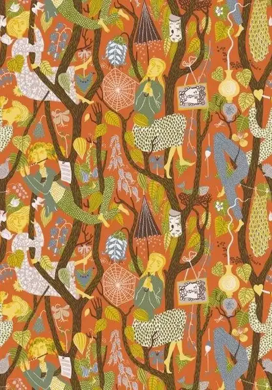 papel pintado siluetas humanas naranja de Borastapeter – 660684