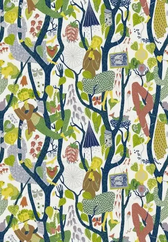 papel pintado siluetas humanas verde y multicolor de Borastapeter – 660686