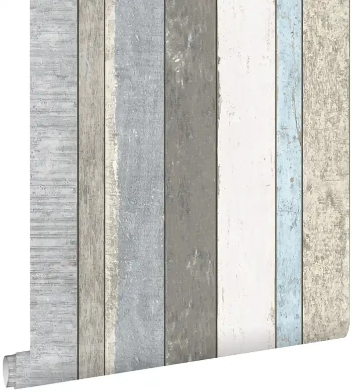 papel pintado tablas de madera gris y azul claro de ESTAhome – 138250
