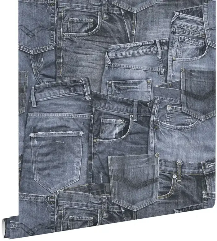 papel pintado tela de jeans azul de ESTAhome – 137737