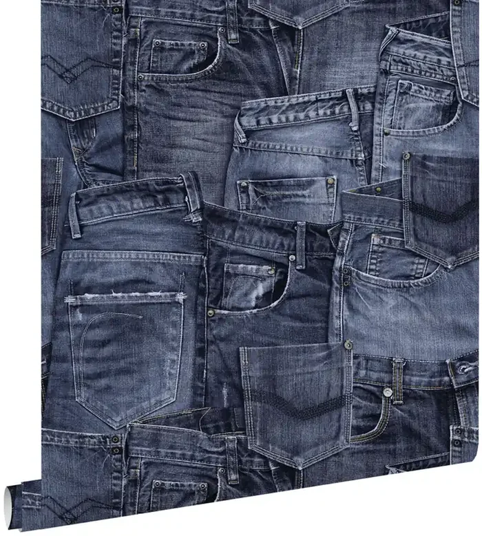 papel pintado tela de jeans azul tinta de ESTAhome – 137736
