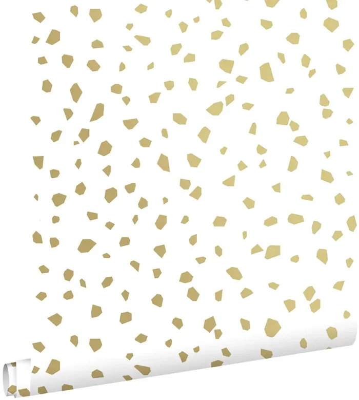 papel pintado terrazo blanco y oro de ESTAhome – 139133