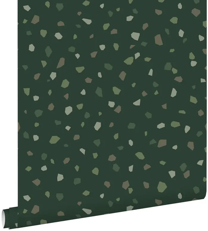 papel pintado terrazo verde oscuro de ESTAhome – 139827