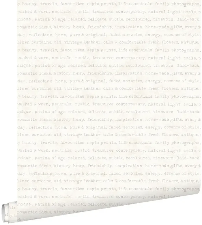 papel pintado texto beige sobre fondo blanco mixto de ESTAhome – 148340