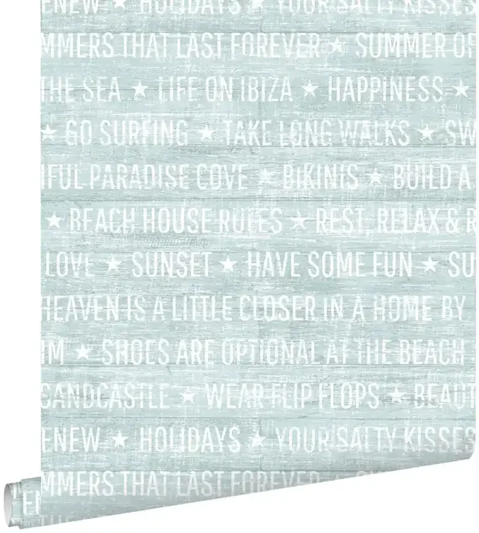 papel pintado textos veraniegos verde claro de ESTAhome – 148641