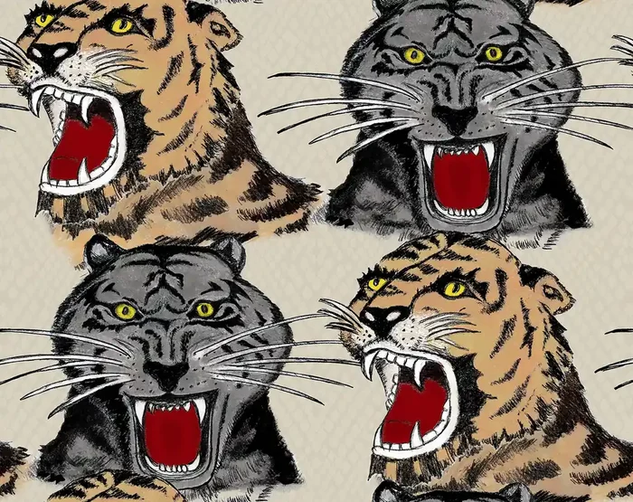 papel pintado tigre beige, marrón y negro de Walls4You – 640123
