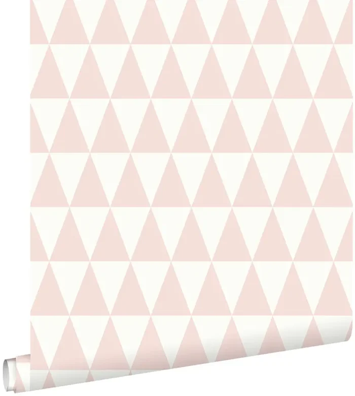 papel pintado triángulo geométrico gráfico rosa melocotón de ESTAhome – 148670