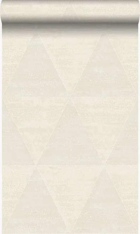 papel pintado triángulos de metal desgastado, alterado y resistido blanco marfil de Origin Wallcoverings – 337256