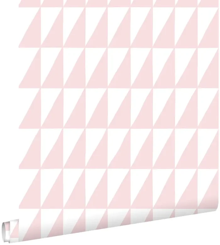 papel pintado triángulos gráficos rosa suave de ESTAhome – 139076