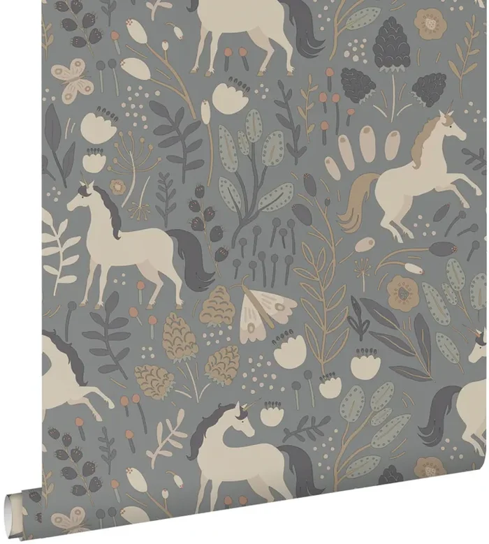 papel pintado unicornios azul agrisado de ESTAhome – 139874