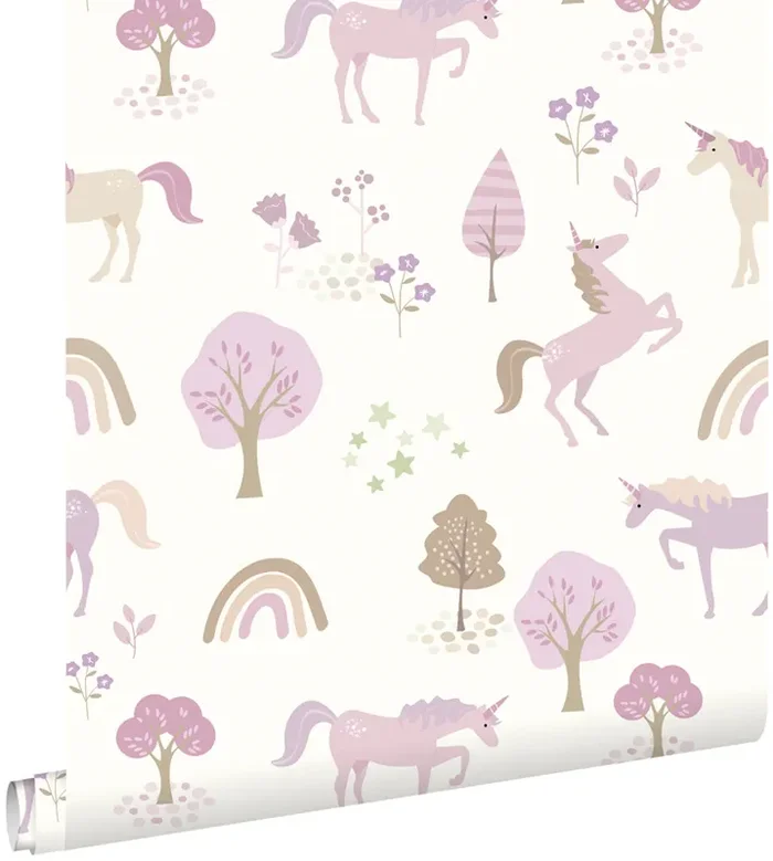 papel pintado unicornios morado lila de ESTAhome – 139504