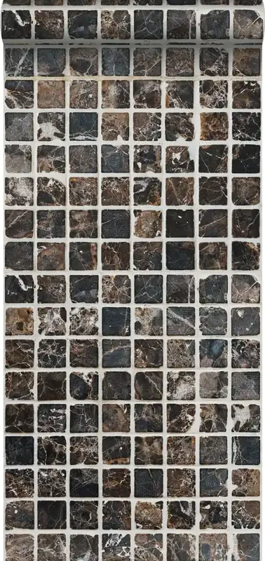 papel pintado XXL azulejos de mosaico marrón y negro de ESTAhome – 158202