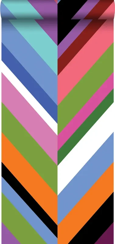 papel pintado XXL zigzag chevrons multicolor de Origin Wallcoverings – 357205