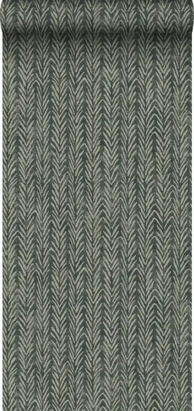 papel pintado zigzag chevrons verde oscuro de Sanders & Sanders – 640505
