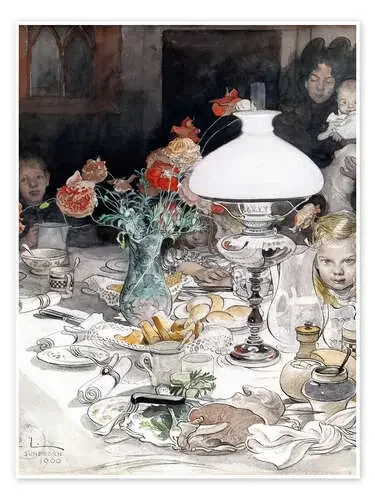 Para la lámpara en la noche de Carl Larsson Master Collection