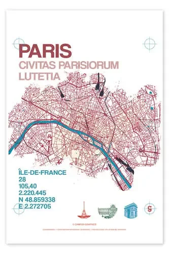 Paris city map de campus graphics