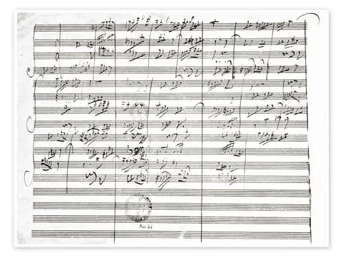 Partitura del tercer movimiento de la quinta sinfonía de Ludwig van Beethoven Bridgeman Images