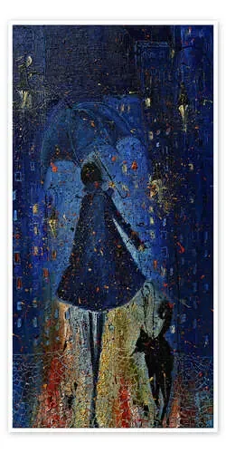 Paseo nocturno bajo la lluvia con mi gato de Justyna Kopania