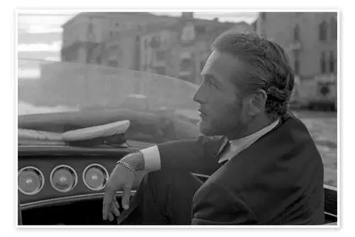 Paul Newman, Portrayed During a Trip on a Water Taxi, Venice, 1963 Bridgeman Images
