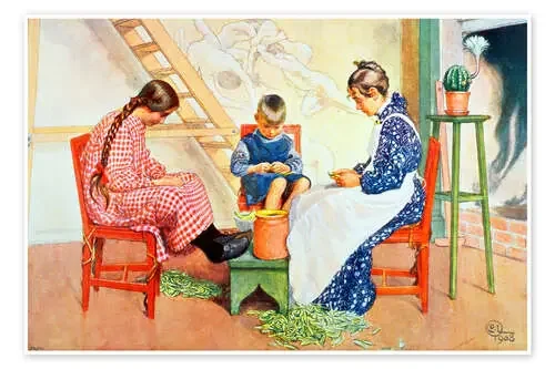 Pelar los guisantes de Carl Larsson Bridgeman Images