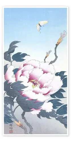 Peonía con mariposa de Ohara Koson ARTOTHEK