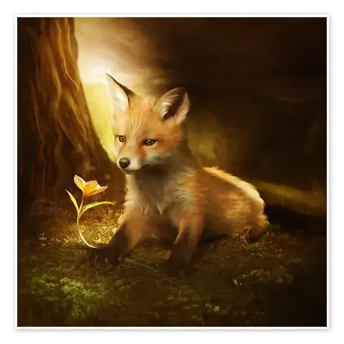 Pequeño zorro y la flor de Elena Dudina