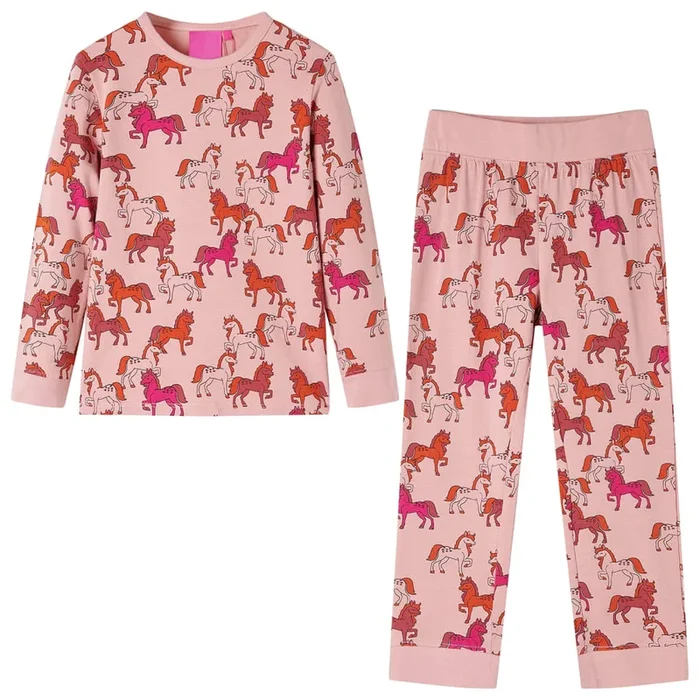 Pijama infantil de manga larga rosa claro 116 (2)