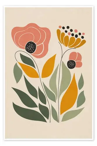 Pink Orange Floral de Olga Telnova