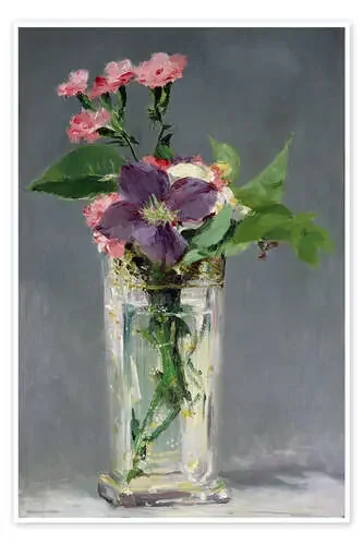 Pinks and Clematis in a Crystal Vase de Édouard Manet Bridgeman Images