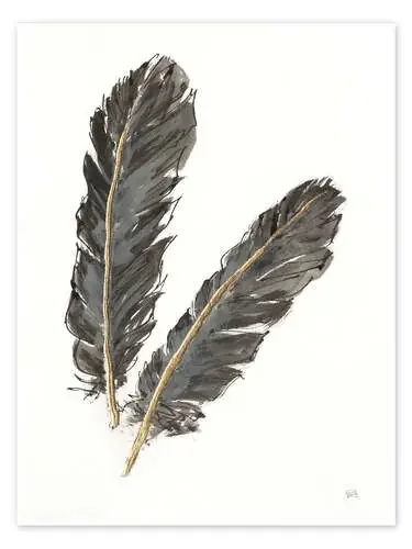 Plumas doradas IV sobre blanco de Chris Paschke Wild Apple Graphics