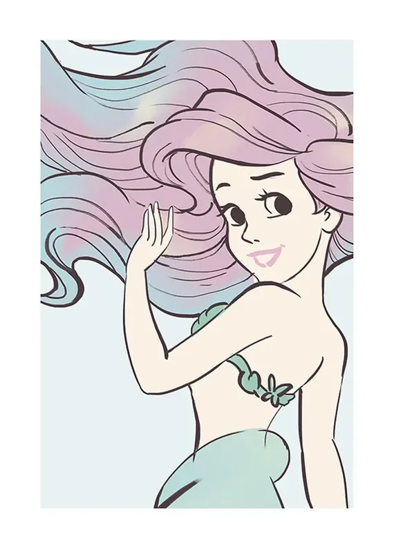 póster decorativo Ariel – La sirenita morado lila y azul de Disney – 610088