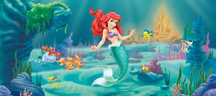 póster decorativo Ariel – La sirenita verde, azul y rojo de Disney – 600868