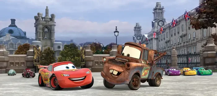 póster decorativo Cars marrón, rojo y azul de Disney – 600872