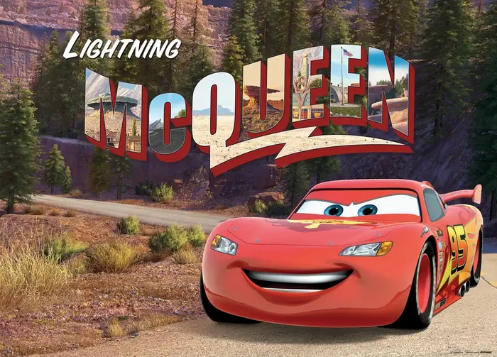 póster decorativo Cars rojo, verde y beige de Disney – 600639