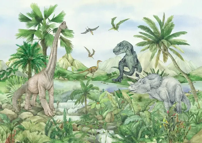 póster decorativo dinosaurios verde de Sanders & Sanders – 601244