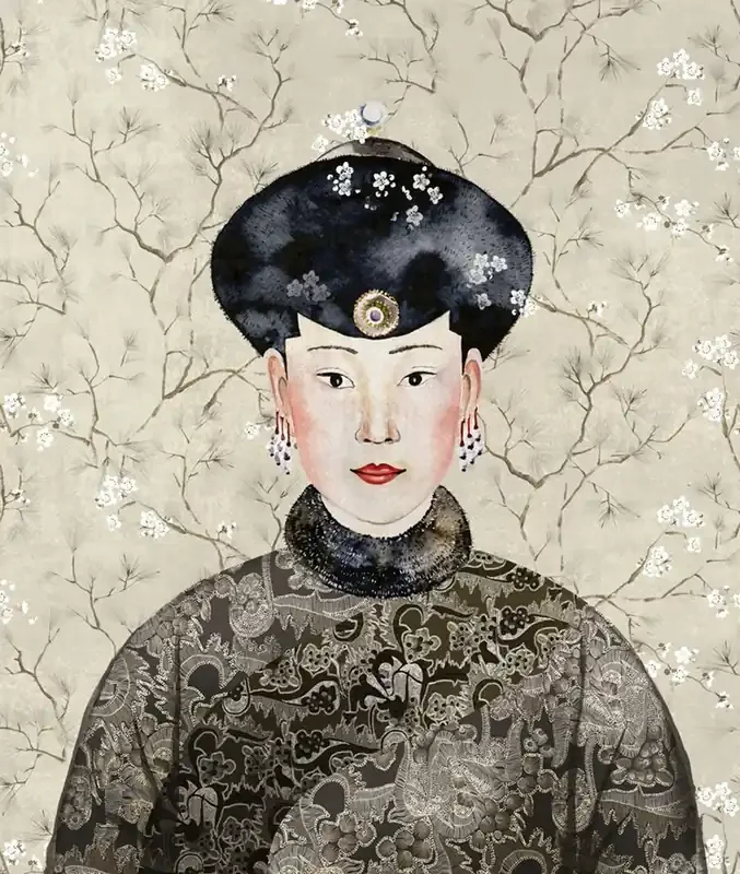póster decorativo diseño oriental beige y negro de Masureel – 630421