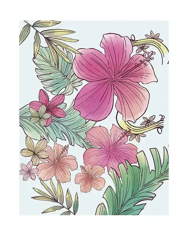 póster decorativo flores rosa y verde de Komar – 610090