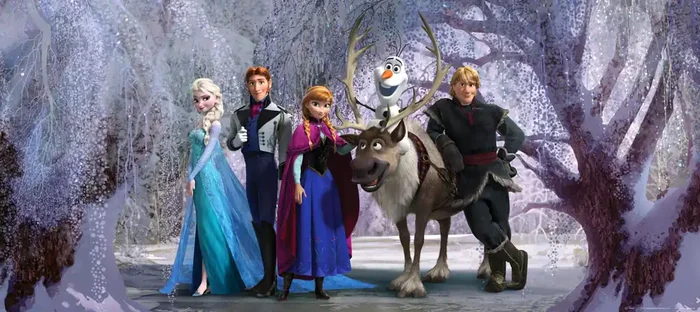 póster decorativo Frozen morado, azul y beige de Disney – 600881