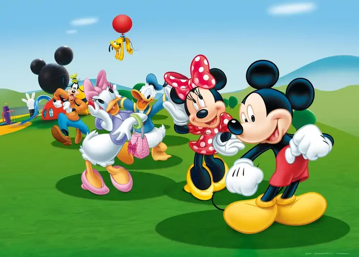 póster decorativo Mickey Mouse verde, azul y rojo de Disney – 600651