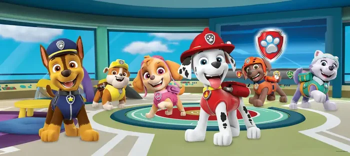póster decorativo PAW Patrol azul, verde y rojo de Sanders & Sanders – 600911