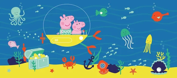 póster decorativo Peppa Pig azul y amarillo de Sanders & Sanders – 601273