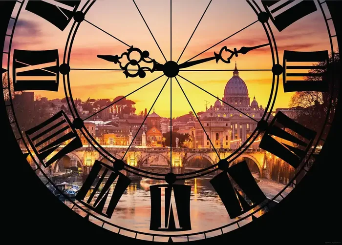 póster decorativo Roma negro, amarillo y naranja de Sanders & Sanders – 600704