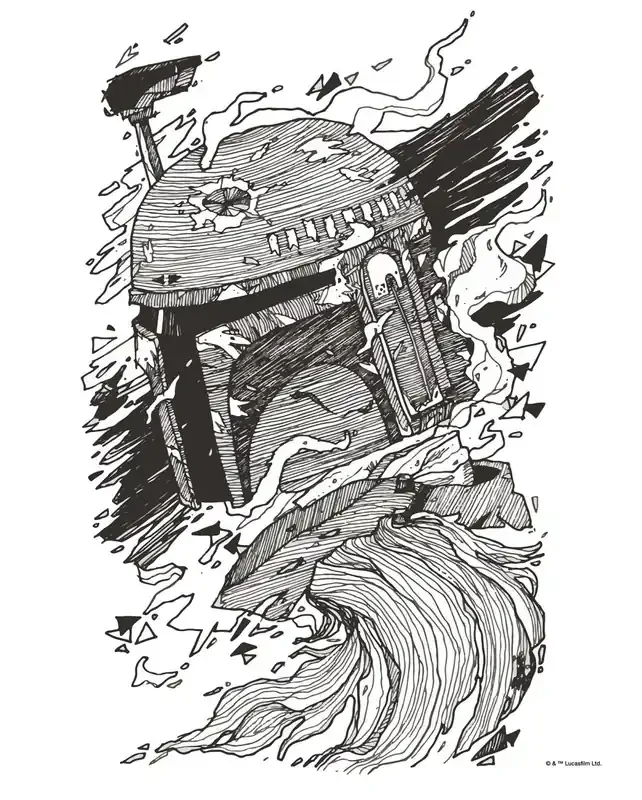 póster decorativo Star Wars Boba Fett blanco y negro de Disney – 612184