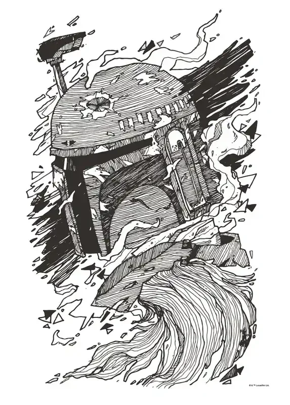 póster decorativo Star Wars Boba Fett blanco y negro de Disney – 612185