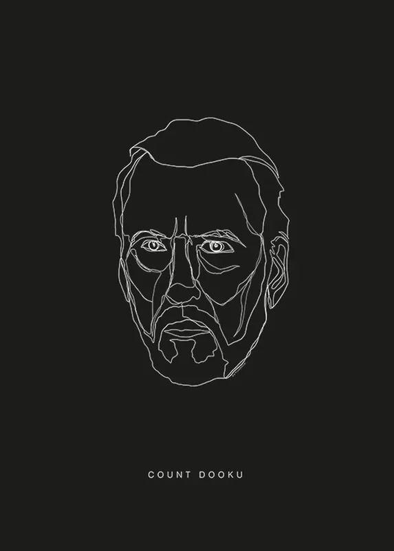 póster decorativo Star Wars Dooku blanco y negro de Disney – 610214