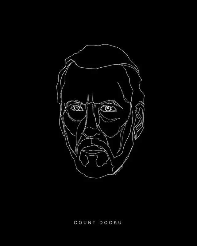 póster decorativo Star Wars Dooku blanco y negro de Disney – 611660