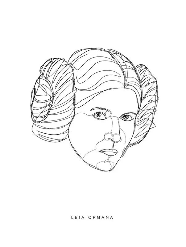 póster decorativo Star Wars Leia blanco y negro de Disney – 611667