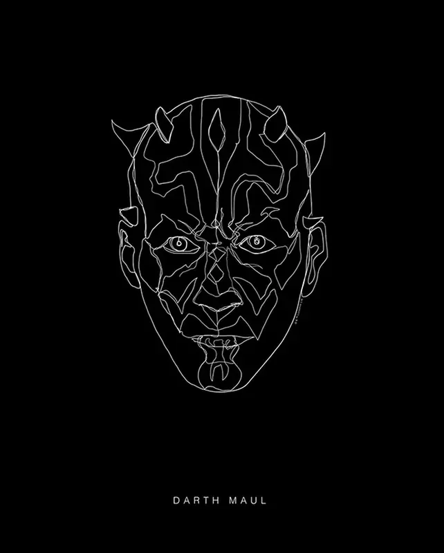 póster decorativo Star Wars Maul blanco y negro de Disney – 611662